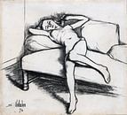 Louise naakt op de bank, Suzanne Valadon, 1895 van Atelier Liesjes thumbnail