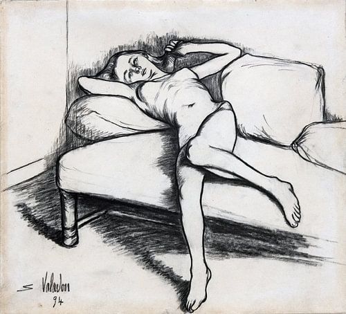 Louise naakt op de bank, Suzanne Valadon, 1895