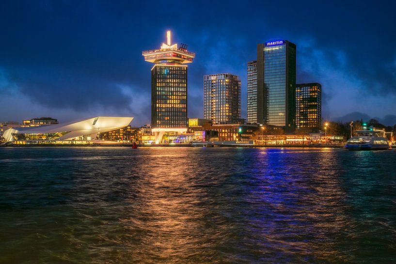 View of Amsterdam Lookout and Eye Film Institute in the Evening by Bart Ros