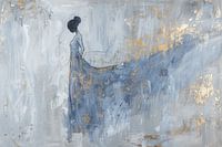 Elegant abstract portret in blauw en goud