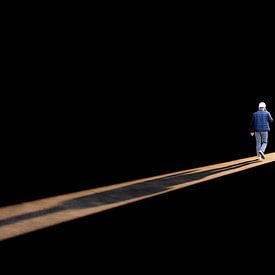 Construction worker on the move (selfie in color) by Lieven Tomme