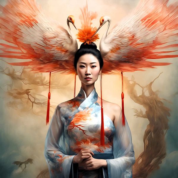 Chinese crane woman by Gert-Jan Siesling