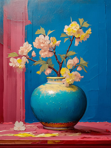 A Splendid Display of Turquoise Blossoms: A Vibrant Still Life for Your Home