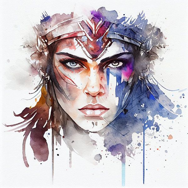 Aquarell-Kriegerin #1 von Chromatic Fusion Studio