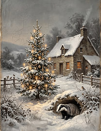 Dachs in verschneiter Landschaft von haroulita