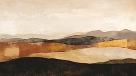 Paysage abstrait de montagnes aux tons ocres – Art minimaliste sur Eva Lee