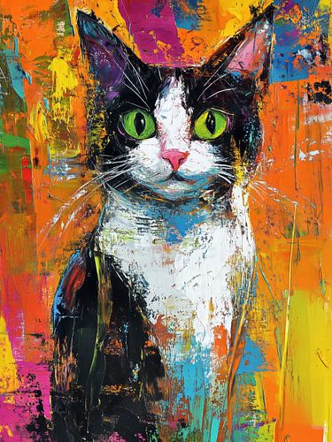 Colourful Cat in Abstract Painting Style