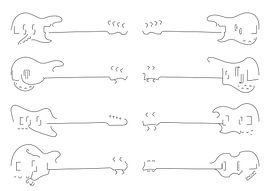 Silhouettes of bass guitars by Drawn by Johan