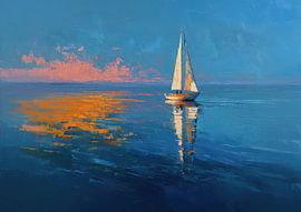 Voilier au coucher du soleil - peinture à l'huile sur Niklas Maximilian