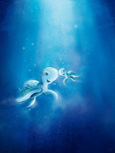 cute turtle with baby