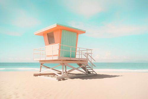 Pastelkleurige strandwachttoren