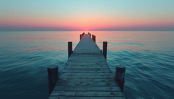 Pier at sunset panorama by TheXclusive Art
