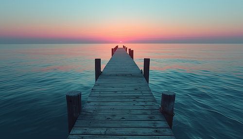 Pier bij zonsondergang panorama