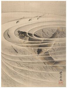 Kawanabe Kyōsai - Fisch in einem Strudel