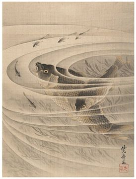 Kawanabe Kyōsai - Fish in a whirlpool by Peter Balan