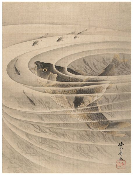 Kawanabe Kyōsai - Vis in een draaikolk van Peter Balan