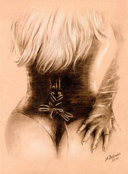 Vrouw in lingerie - Erotische tekening