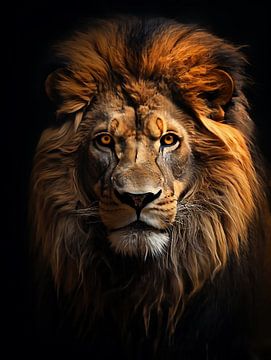 Leeuw in portret van fernlichtsicht