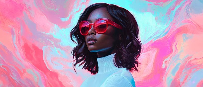Futuristic portrait with vibrant colours by Poster Art Shop