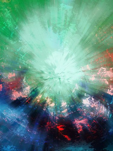 Modern, Abstract Digitaal Kunstwerk in Blauw Groen