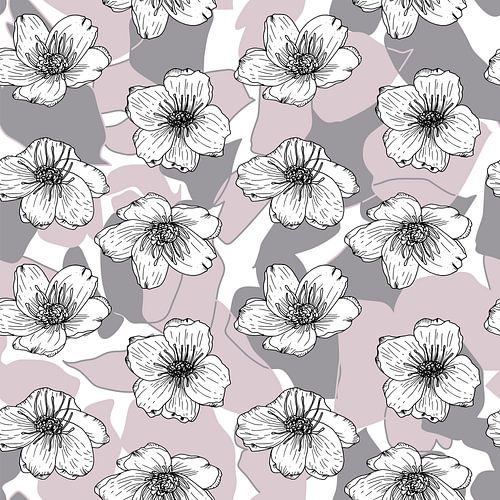 Bloemen in retro stijl. Moderne abstracte botanische kunst. Pastelkleuren oudroze en taupe grijs