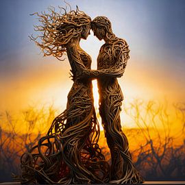 Étreinte Dorée: L'Amour au Coucher du Soleil sur Surreal Media