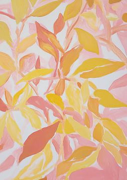 Leaves pastel pink gold dopamine decoration botany by Niklas Maximilian