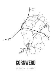 Cornouailles (Fryslan) | Carte | Noir et blanc sur Affiches de lieux