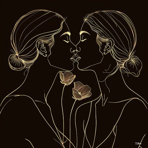 lijntekening van een vrouw met een bloem