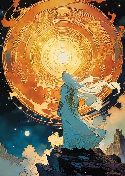 Un guerrier regardant une lune magique par MIROKKU