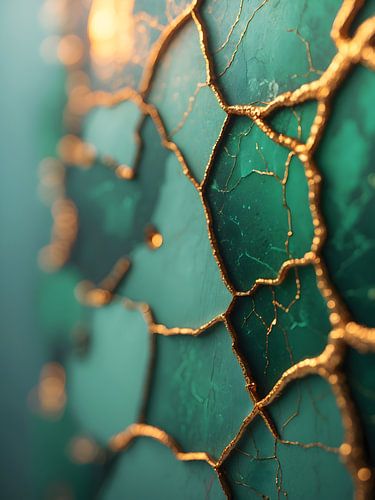 Crystal Veins - Abstract Gold and Emerald Art