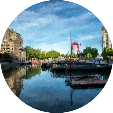 Oudenhaven in Rotterdam van Digitale Schilderijen