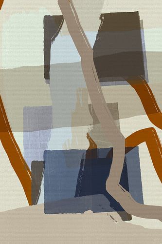 Modern abstract in taupe, terracotta, beige en wit