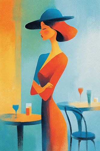 Une femme élégante dans un café sur OMG Art