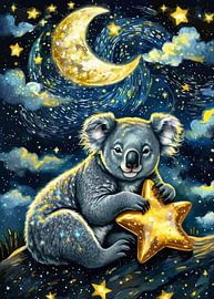 Koala knuffelt een ster - thema Sterrennacht