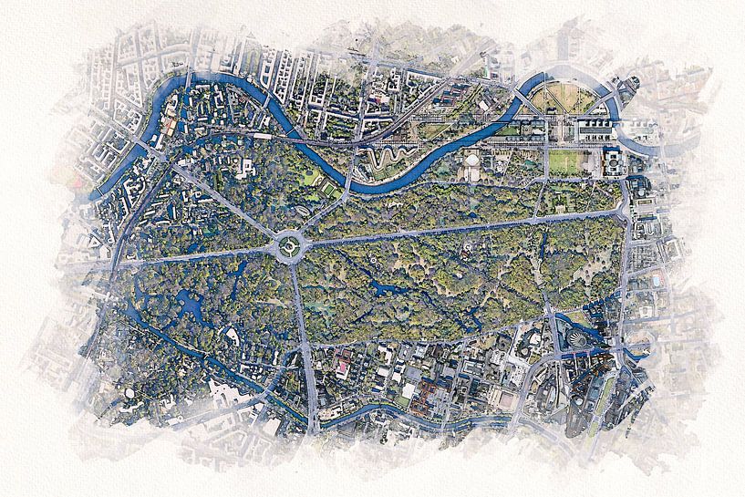 Map of Tiergarten in Berlin by Aquarel Creative Design