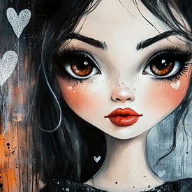 Girl with Hearts by Eye catching paintings