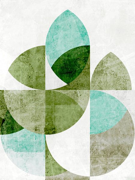 Scandinavian retro garden landscape pastel green by Mad Dog Art