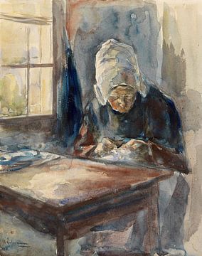 Néerlandaise au travail manuel, MAX LIEBERMANN, 1894 sur Atelier Liesjes