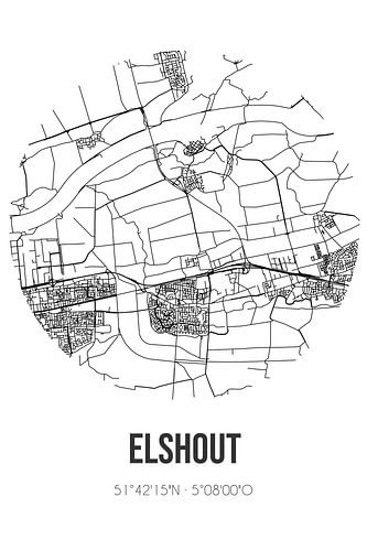 Elshout (Nordbrabant) | Karte | Schwarz und Weiß