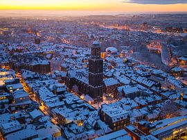 Snowy view of the Peperbus and Museum de Fundatie by Bas van der Gronde