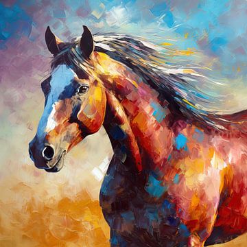 Schilderij Paard - Abstract schilderij Paard
