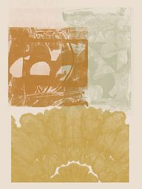 Modern abstract art. Organic shapes in ochre, sage and terra. by Dina Dankers