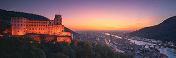 Heidelberger Schloss Panorama Sonnenuntergang von Vincent Fennis