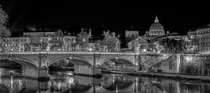  Rome - Vatican - Ponte Vittorio Emanuele II at night in Black and White