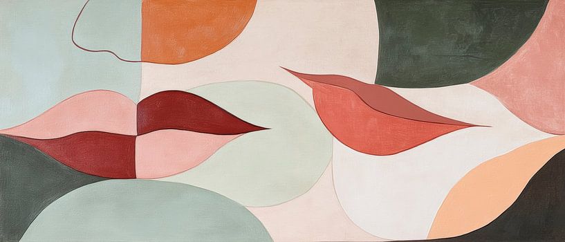 Abstract lips in soft colours by Poster Art Shop