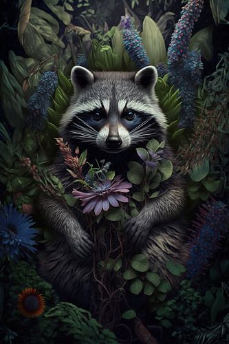 Portret van een wasbeer in de jungle