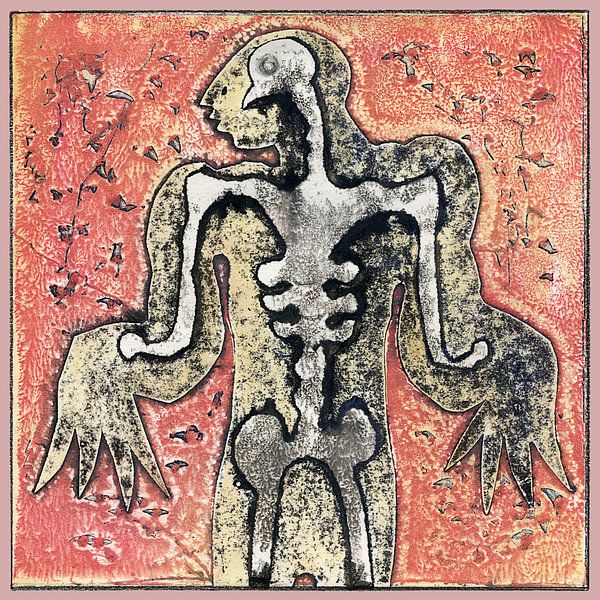 Birdman one, monotype van Helga Pohlen - ThingArt