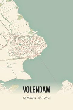 Vintage landkaart van Volendam (Noord-Holland) van Rezona
