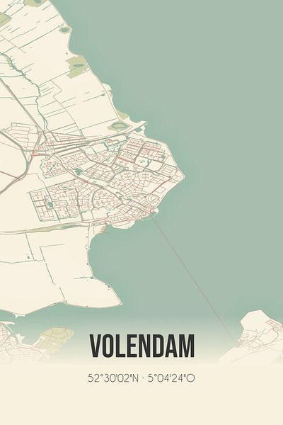 Alte Landkarte von Volendam (Nordholland) von Ortsdrucke